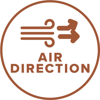 Possibility to direct the air flow via mechanical bulkhead through the front or upwards.