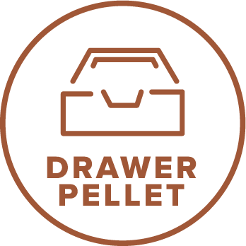 Optional: front drawer for loading pellets.