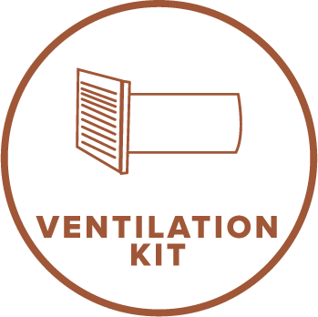 Optional: Ventilation kit complete with vents, control unit, fan and pipes.